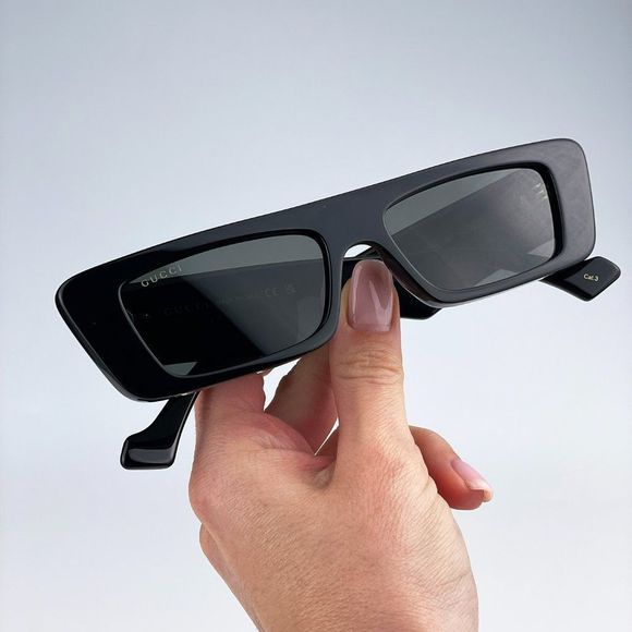 🔥Gucci GG1331S 001 Sunglasses Black Grey Rectangle Unisex - Picture 3 of 12